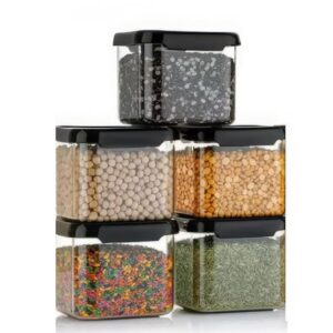 FIGMENT Airtight Kitchen Containers Set | BPA-Free Storage Jars (700ml, Pack of 6) | Dry Food, Snacks, Pasta, Grains | Leakproof Lids | Stackable | Space-Saving | Transparent