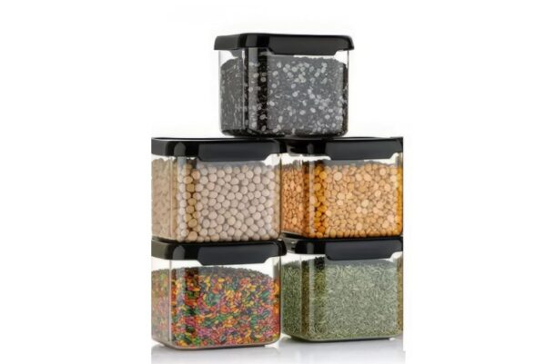 FIGMENT Airtight Kitchen Containers Set | BPA-Free Storage Jars (700ml, Pack of 6) | Dry Food, Snacks, Pasta, Grains | Leakproof Lids | Stackable | Space-Saving | Transparent