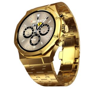 Fire-Boltt Royale Luxury Stainless Steel Smart Watch (1.43" AMOLED Display, Always On, 750 NITS, 466x466px) / Bluetooth Calling / IP67 / 75Hz Refresh Rate / Gold