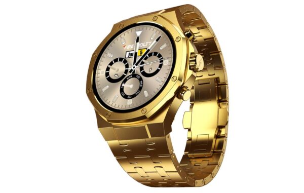 Fire-Boltt Royale Luxury Stainless Steel Smart Watch (1.43" AMOLED Display, Always On, 750 NITS, 466x466px) / Bluetooth Calling / IP67 / 75Hz Refresh Rate / Gold
