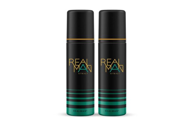Fogg Realman Attract Deodorant for Men (200ml, Pack of 2) - Strong Body Spray with Long-Lasting Fragrance