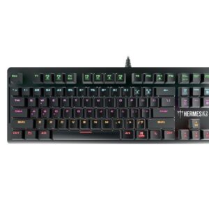 GAMDIAS 7 Colour Backlit Gaming USB Mechanical Keyboard (87 Keys, Blue Switches, Anti-ghosting) "Hermes E2" / Metal Plate / Multimedia Control / Compact Design