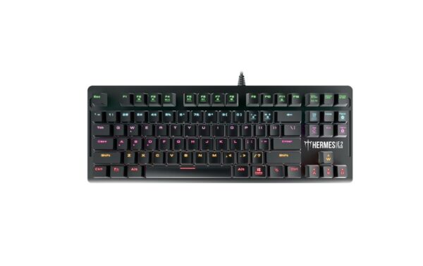 GAMDIAS 7 Colour Backlit Gaming USB Mechanical Keyboard (87 Keys, Blue Switches, Anti-ghosting) "Hermes E2" / Metal Plate / Multimedia Control / Compact Design