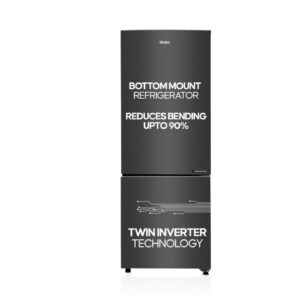 Haier 237 L 3 Star Double Door Refrigerator (HEB-243GB-P, GE Black) / 8-in-1 Convertible / Twin Inverter Technology / Bottom Mounted / Frost Free