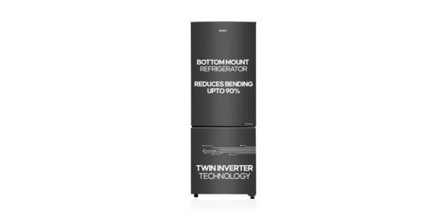 Haier 237 L 3 Star Double Door Refrigerator (HEB-243GB-P, GE Black) / 8-in-1 Convertible / Twin Inverter Technology / Bottom Mounted / Frost Free