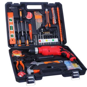 IBELL Professional Tool Kit with Impact Drill TD13-100 (650W, Copper Armature) / 13mm Keyless Auto Chuck / 115 Home Essential Tools & Accessories