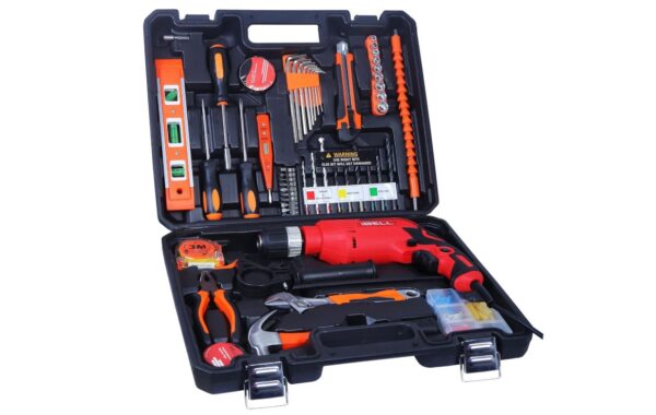 IBELL Professional Tool Kit with Impact Drill TD13-100 (650W, Copper Armature) / 13mm Keyless Auto Chuck / 115 Home Essential Tools & Accessories
