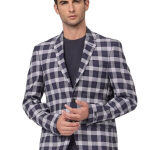 JACK & JONES Men's Regular Blazer - Long Sleeve Checked Pattern with Notch Lapel (Stylish Formal Wear)
