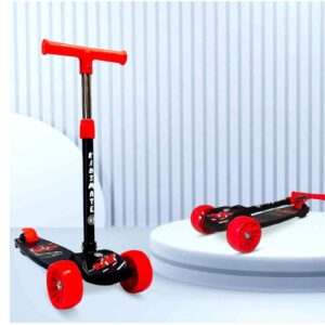 Kidsmate Cruiser Kick Scooter: 3-Wheel Skate Scooter for Kids 2-12 Years | Adjustable Height (5 Levels) | Easy Fold Design | Broad Wheels for Stability (Black)