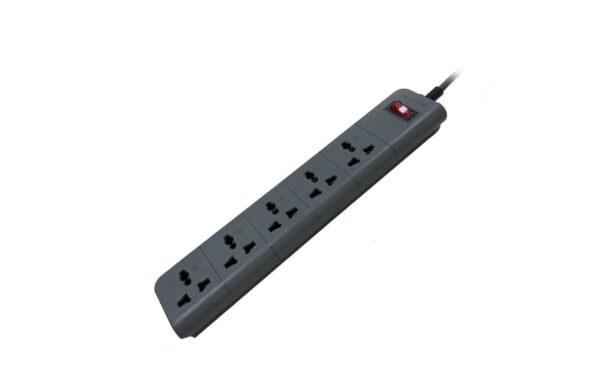 LAPCARE SURGEE 5 Multiplug Extension Board (1.5M Cord) - 5 Power Sockets, 1500W, Fire Proof, Short Circuit Protection (Black)