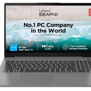 Lenovo IdeaPad Slim 3 Laptop (15.6" FHD) - Intel Core i3 12th Gen / 8GB RAM / 512GB SSD / Windows 11 / Office 2024 / Arctic Grey / 1.63Kg / 1Yr ADP