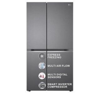 LG 655 L Frost-Free Smart Inverter Double Door Side-By-Side Refrigerator (GL-B257HDSY) "Dazzle Steel" (Express Freeze | Multi Air-Flow | 655 L Capacity | Energy Efficient)