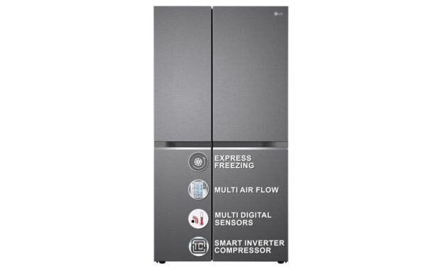 LG 655 L Frost-Free Smart Inverter Double Door Side-By-Side Refrigerator (GL-B257HDSY) "Dazzle Steel" (Express Freeze | Multi Air-Flow | 655 L Capacity | Energy Efficient)