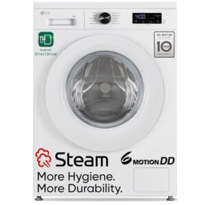 LG 7 Kg Fully-Automatic Front Load Washing Machine (FHB1207Z2W) / 5 Star Energy Rating / Steam Technology / Inverter Direct Drive / 6 Motion DD / Allergen & Tough Stain Removal / In-Built Heater / Essence White