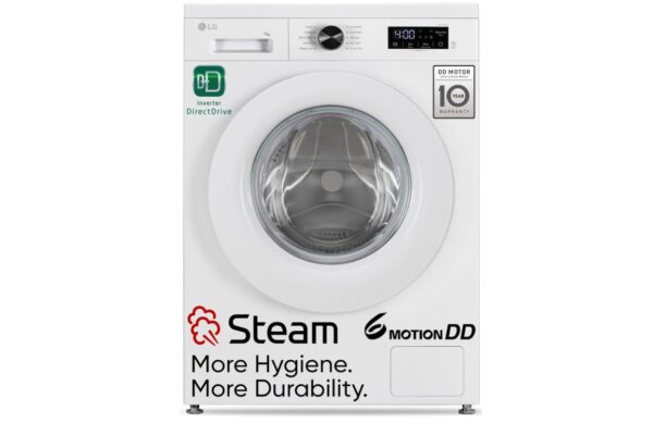 LG 7 Kg Fully-Automatic Front Load Washing Machine (FHB1207Z2W) / 5 Star Energy Rating / Steam Technology / Inverter Direct Drive / 6 Motion DD / Allergen & Tough Stain Removal / In-Built Heater / Essence White