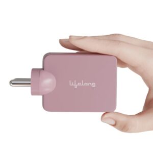 Lifelong 65W GaN Super Fast Wall Charger | 3-Port Output (2 Type C & 1 USB A) | Compatible with Laptops, Phones & Tablets | Pink