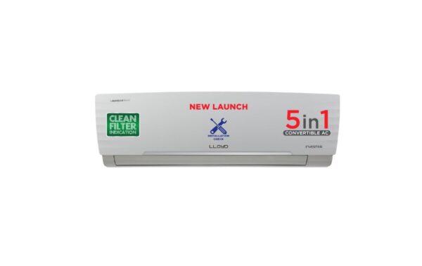 Lloyd 1.5 Ton 5 Star Inverter Split AC (5-in-1 Convertible / Anti-Corrosion Coating / Copper Coils / PM 2.5 Filter / 2024 Model / White with Chrome Deco Strip / GLS18I5FWBEW)