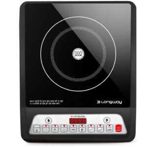 Longway Elite Plus IC 2000 Watt Induction Cooktop (Black) / Auto Shut-Off & Over-Heat Protection / 8 Cooking Modes / BIS Approved / 1-Year Warranty / Push Button