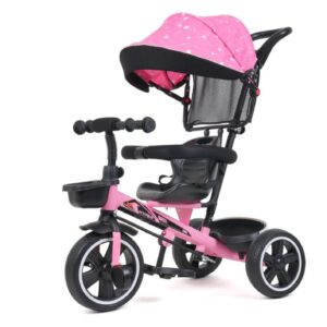 Luusa® TFT Hyper 500 PRO Canopy Plug N Play Tricycle; Parental Control; For Ages 2+; 30-KG Capacity; Made in India (Pink)