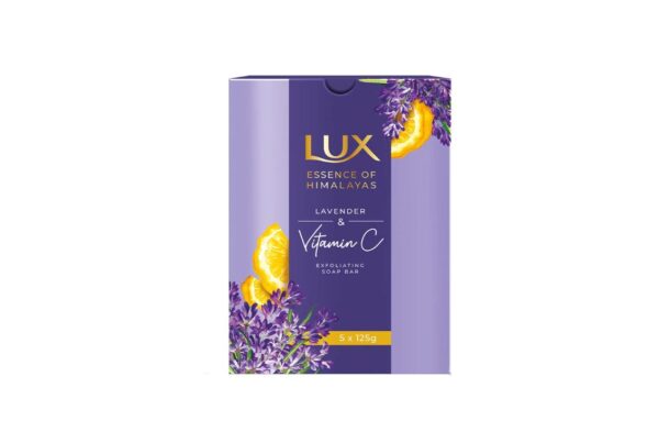 Lux Essence of Himalayas Lavender & Vitamin C Exfoliating Soap (5 x 125g) - Gentle Cleansing / Natural Origin / Paraben-Free / Plant-Based Cleanser