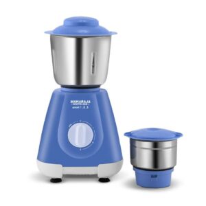 Maharaja Whiteline Smart Mixer Grinder (500W) - Powerful 20000 RPM Motor | Stainless Steel Jars & Blades | Air Ventilation System | Unique Flow Breakers | 2 Year Motor Warranty (Blue)