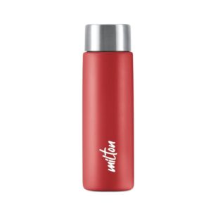 Milton Bitsy Buddies 450 Stainless Steel Water Bottle; 430 ml Capacity; Single Walled Design; ISI Certified; Leak-Proof Lid; Rust-Proof Material; Ideal for School, Office, Gym; Red Color