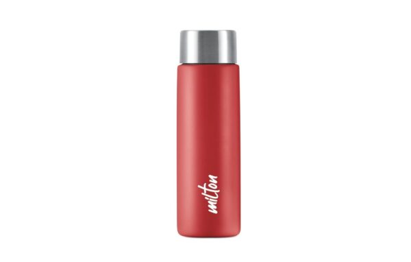 Milton Bitsy Buddies 450 Stainless Steel Water Bottle; 430 ml Capacity; Single Walled Design; ISI Certified; Leak-Proof Lid; Rust-Proof Material; Ideal for School, Office, Gym; Red Color