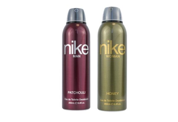 Nike Unisex Patchouli Man + Honey Woman Deodorant Spray - Pack of 2 (200ml Each) | Long-Lasting Freshness & Captivating Fragrance Duo | Odor Protection | Skin-Friendly | Value Pack