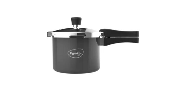 Pigeon By Stovekraft Hard Anodised Pressure Cooker (3 Litre) - Induction & Gas Compatible, Outer Lid, Black, For Healthy Cooking