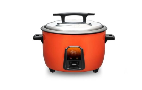 Pigeon Joy Rice Cooker 4.2L (Orange) | Stainless Steel Lid | 1600W | Aluminium Pot | Measuring Cup | Spatula | Energy Efficient