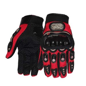 Probiker Motorcycle Riding Gloves (Red, Extra Large) - Water-Repellent, Pre-Curved Fingers, Synthetic Leather