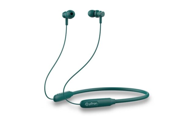 pTron Tangent Flex Bluetooth 5.3 Wireless In-Ear Headphone with Mic (Forest Green)
