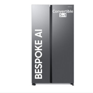 Samsung 653 L Smart Refrigerator (RS76CG8003S9HL) // 3 Star // Frost Free // Double Door // Convertible 5-in-1 // Digital Inverter // Side By Side // AI Enabled // WiFi // Silver (Refined Inox)