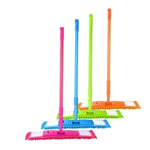 SKYWARE Premium Flat Microfiber Magic Mop for Floor Cleaning (360° Rotating Head) / Hands-Free Squeeze Mop / Stainless-Steel Handle / Bucket-Less Design / Includes Microfiber Refill (Multicolor)