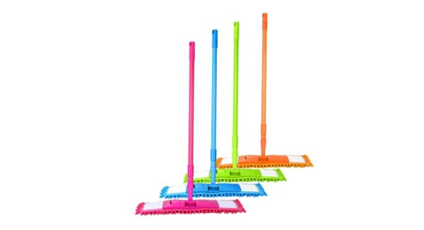 SKYWARE Premium Flat Microfiber Magic Mop for Floor Cleaning (360° Rotating Head) / Hands-Free Squeeze Mop / Stainless-Steel Handle / Bucket-Less Design / Includes Microfiber Refill (Multicolor)