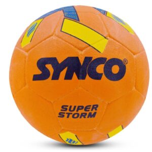 Synco Superstorm OG Football | Rubber Moulded | Training Soccer Ball | Size 5 | Hard Ground Suitable | Orange | For Boys/Girls