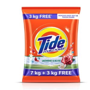 Tide Plus Double Power Detergent Washing Powder - Jasmine & Rose (7kg + 3kg FREE) | Powerful Stain Removal | Fresh Fragrance | Suitable for All Clothes
