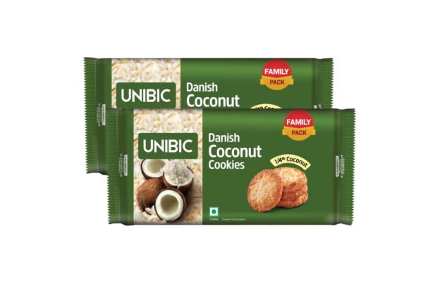 Unibic Danish Coconut Cookies, 270Gm (Pack Of 2)/300Gm (Pack Of 2) - Weight May Vary