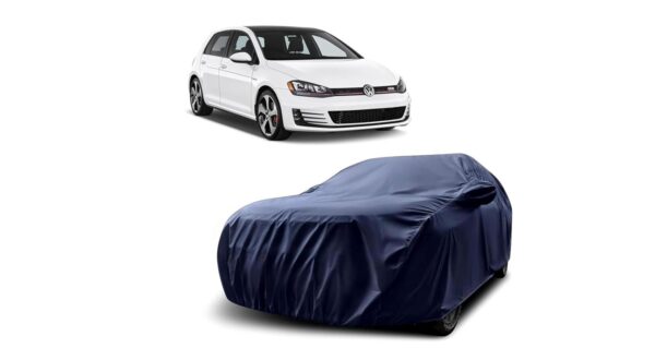 Sulfar 100% Water Resistant Car Body Cover Compatible with Mirror for Volkswagen GTI (Triple Stitched, Full Bottom Elastic, Navy Blue)