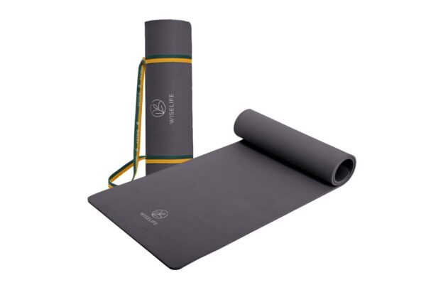 WiseLife Classic TPE 10 MM Yoga Mat With Strap (Black) | Extra Thick, Long & Wide | Non-Slip, Anti-Tear Exercise Mat | For Home, Gym, Workout, Fitness, Yoga & Pilates | Men & Women