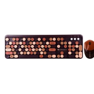 ZEBRONICS Companion 301 Wireless Keyboard & Mouse Combo (Brown) - 2.4GHz, UV Printed, Retro Style Keys, 104 + 12 Multimedia Keys, 1600 DPI