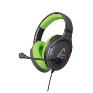 Amazon Basics 7.1 USB Gaming Wired Over-Ear Headphones with Mic | Virtual Surround Sound | 50mm Driver | RGB LEDs (Black - Green)